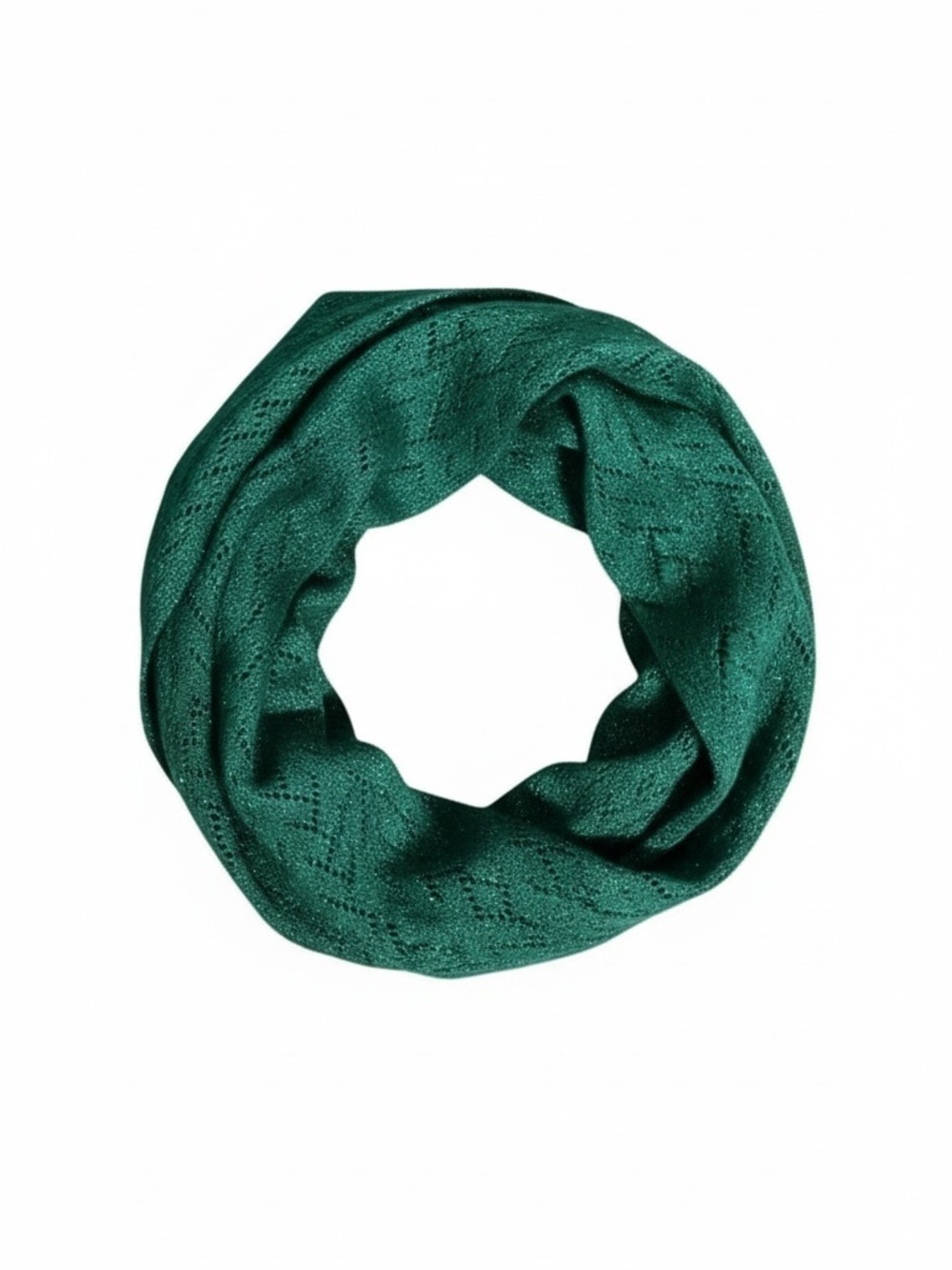 Dark Green Metallic Knit Infinity Scarf